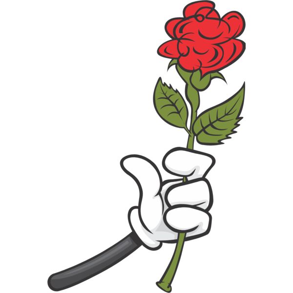 Cartoon Hand Giving Rose Flower 1 Thumbnail