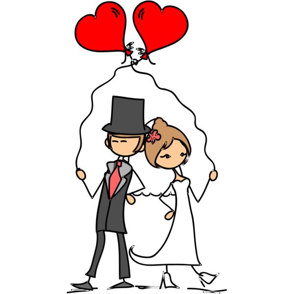 Cartoon Wedding Groom Bride Heart Balloons 5 Thumbnail