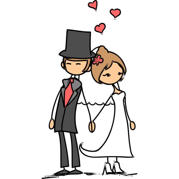Cartoon Wedding Groom Bride Holding Hands 15 Thumbnail
